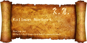 Kollman Norbert névjegykártya